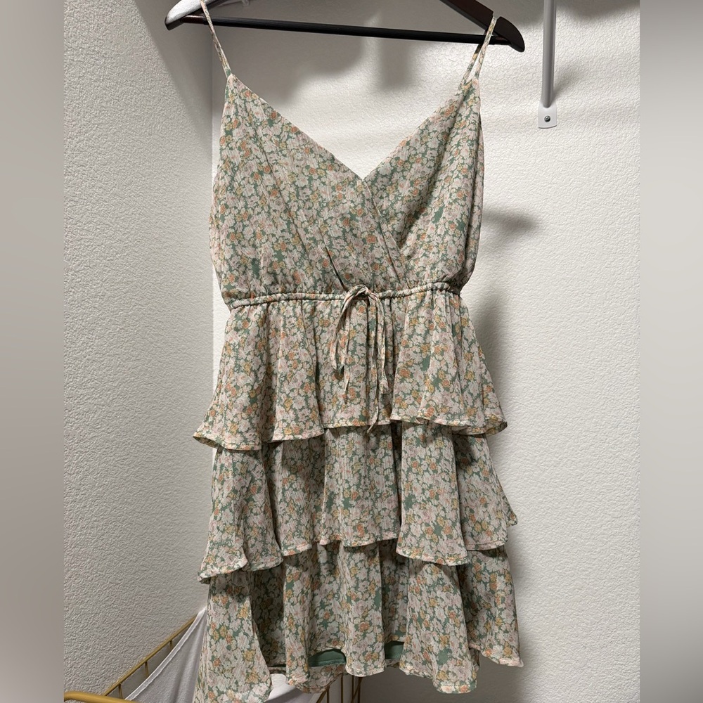 Green and Pink Floral Dress Cocktail